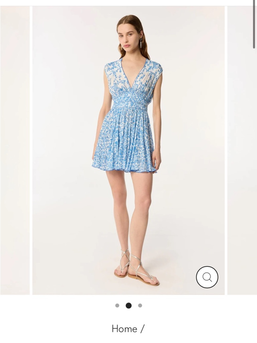 Poupette St. Barth Light Blue Floral V-Neck Mini Dress